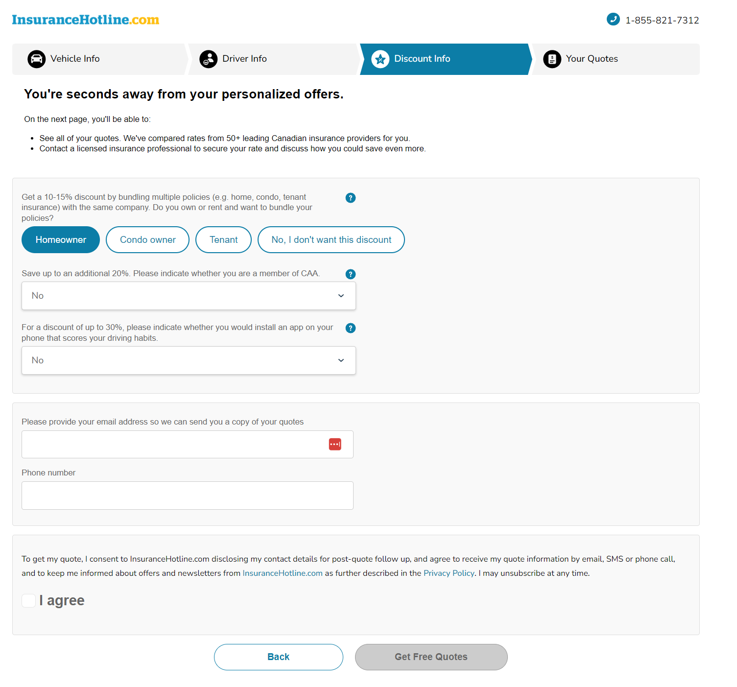InsuranceHotline.com car insurance calculator step 3